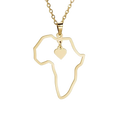 Africa Heart Map Necklace - Gold