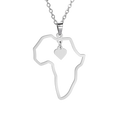 Africa Heart Map Necklace - Silver