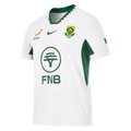 Springbok replica away jersey in white with green shoulders and a jagged green collar trim