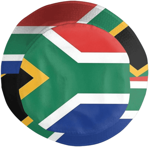 South Africa bucket hat printed with the full South African flag