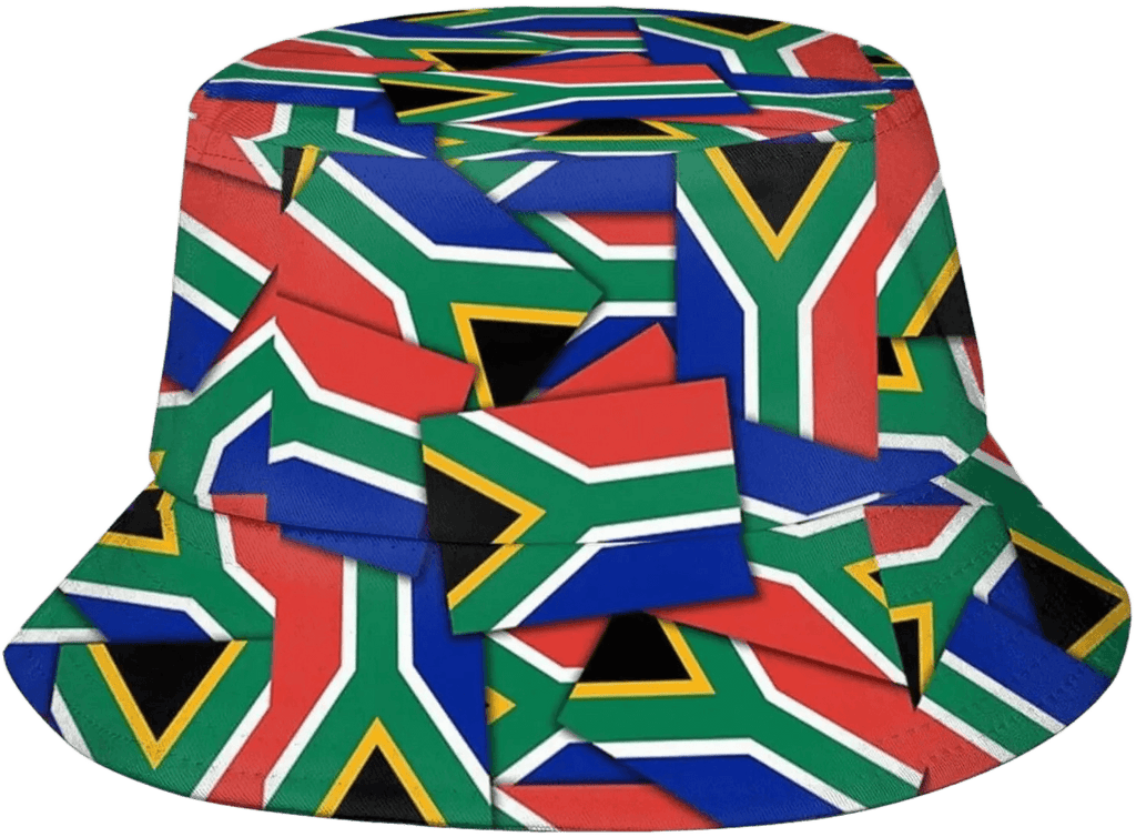 South Africa bucket hat printed with the full South African flag