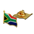 South African flag lapel pin with gold edging and a butterfly clutch back