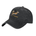SA Rugby cap in washed black cotton with an embroidered gold springbok