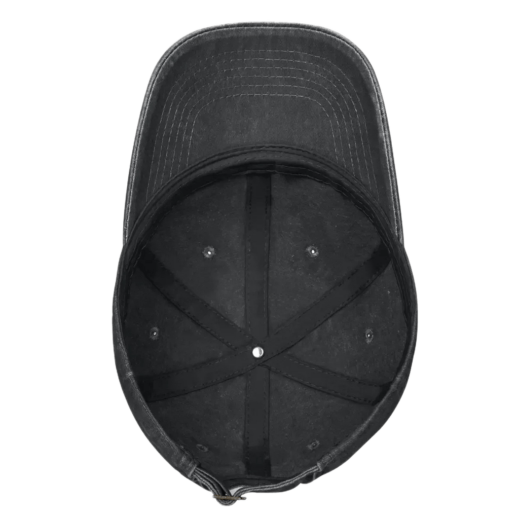 SA Rugby cap in washed black cotton with an embroidered gold springbok