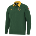 Heritage Springbok rugby shirt in green with a gold twill collar and the old crest stitched on the chest